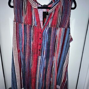 Striped Sleeveless Top - Red and Blue